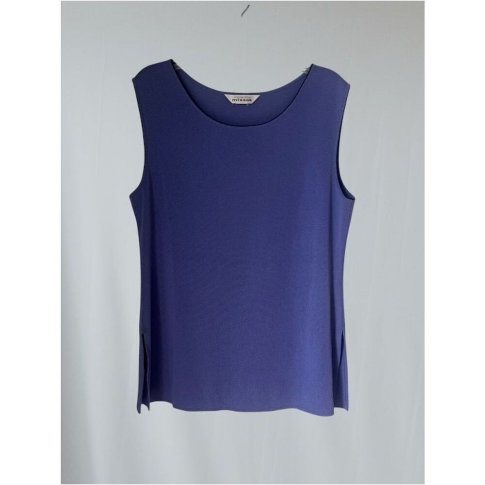 Misook Dark Lavender Sleeveless Scoop Neck Luxury Layer Spring Knit Tank Top XL